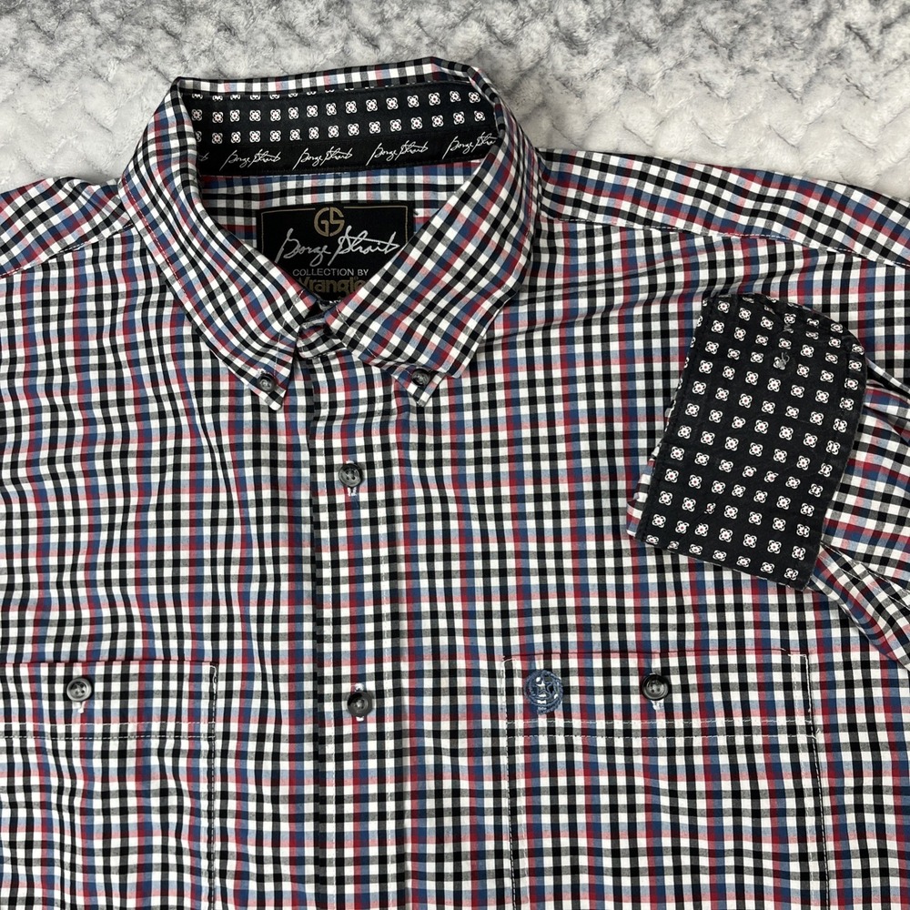 Wrangler George Strait Shirt Mens XXL‎ Black Blue Check Button Down Flip Cuff